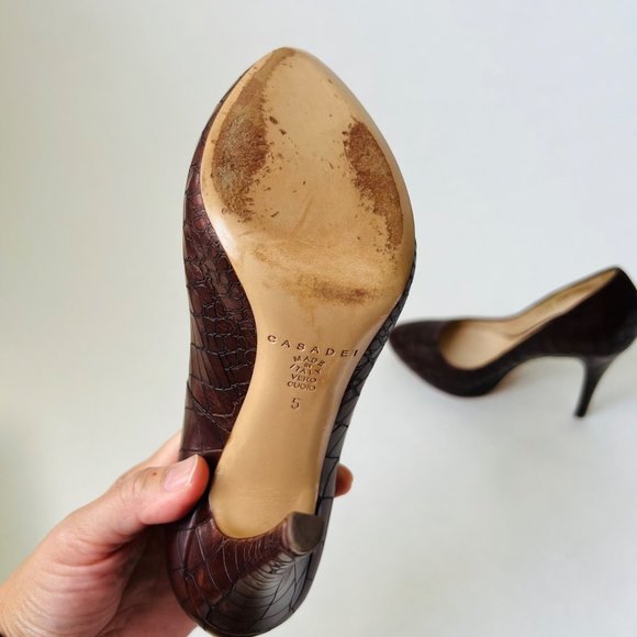 Casadei croc embossed brown pumps Size 5 - Picture 9 of 9